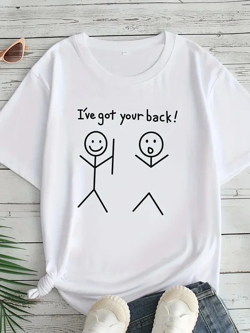 Kadın Beyaz "I've Got Your Back" Grafik Tişört