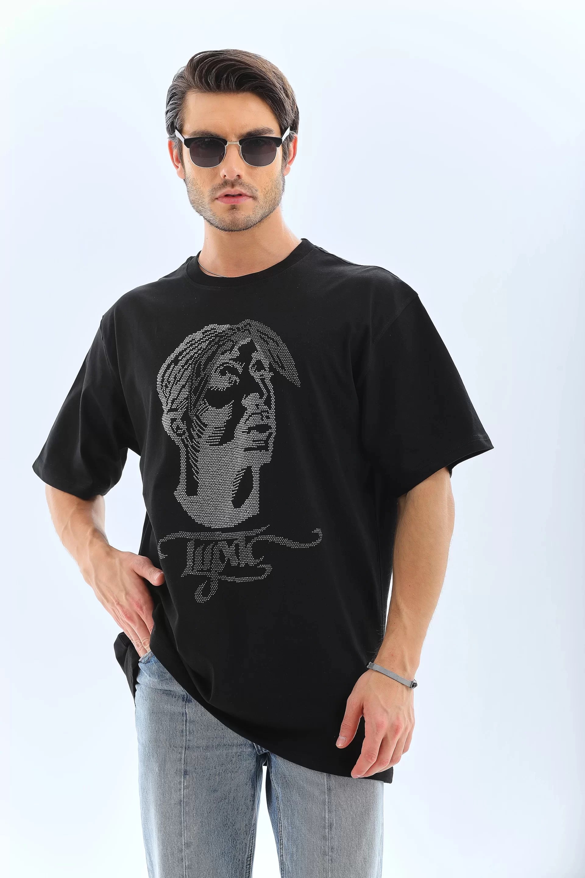 Unisex Oversize Tişörtaşlı Bisiklet Yaka Tişört