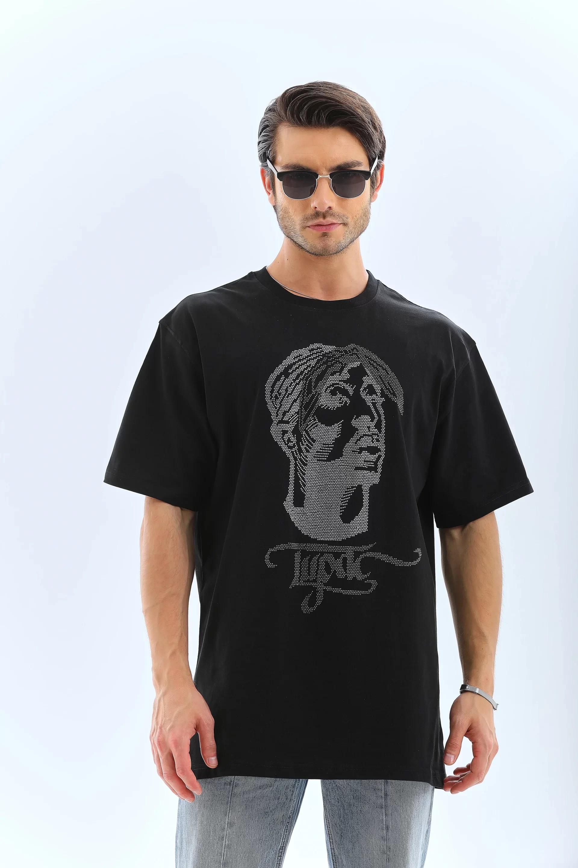 Unisex Oversize Tişörtaşlı Bisiklet Yaka Tişört
