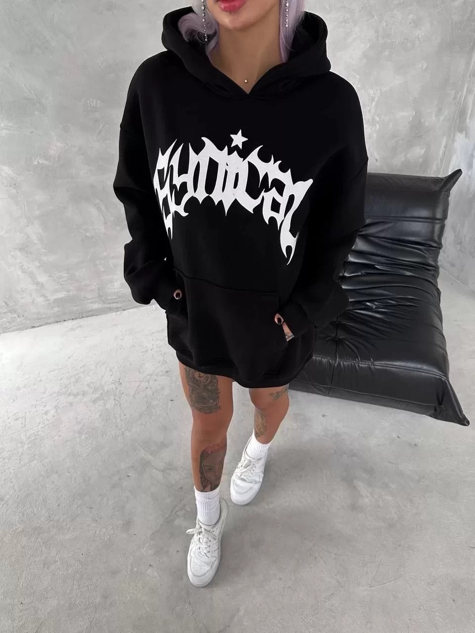 Unisex Üç İplik Kapüşonlu Baskılı Sweatshirt