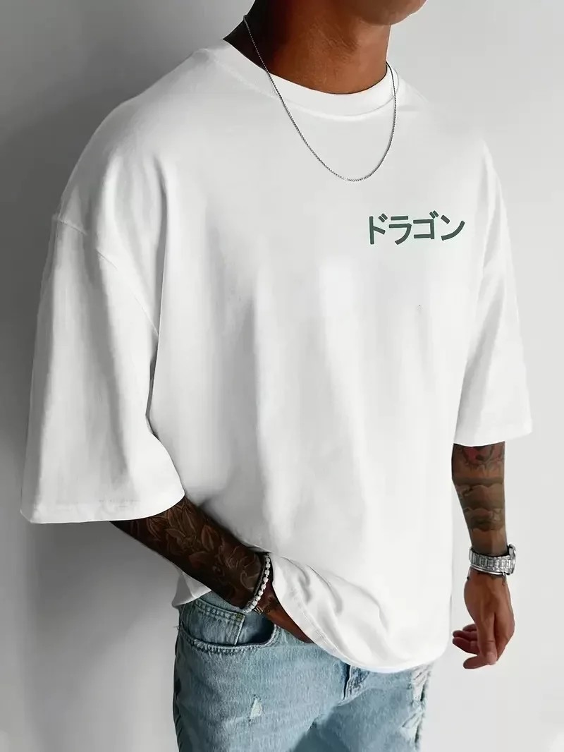 Baskılı Oversize Bisiklet Yaka Tişört