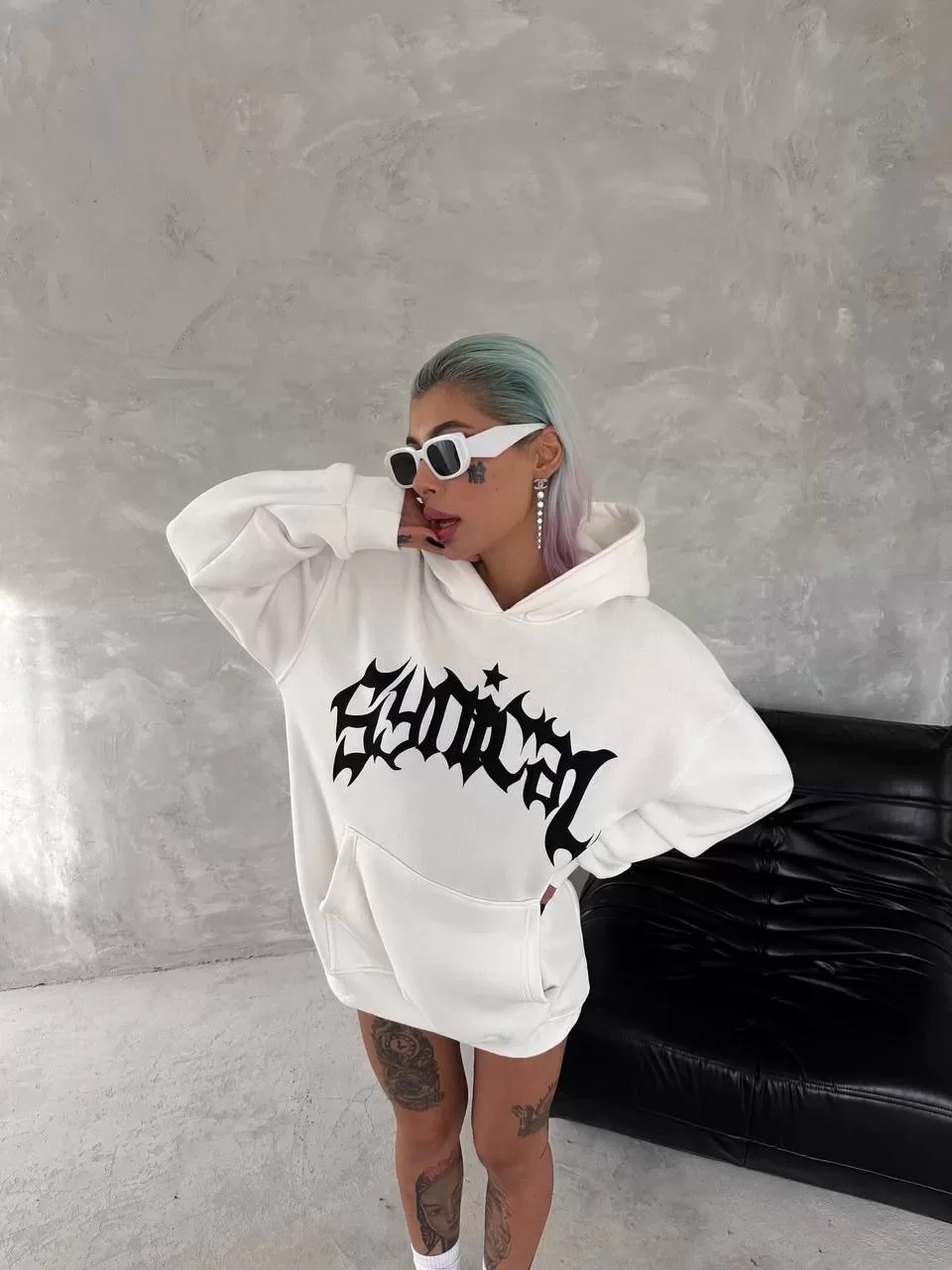 Unisex Üç İplik Kapüşonlu Baskılı Sweatshirt