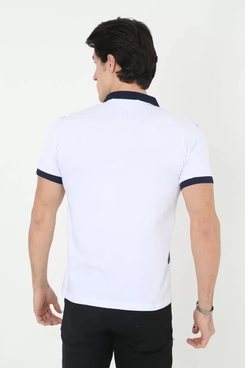 Erkek Yakalı Slim Fit Baskılı Tişört