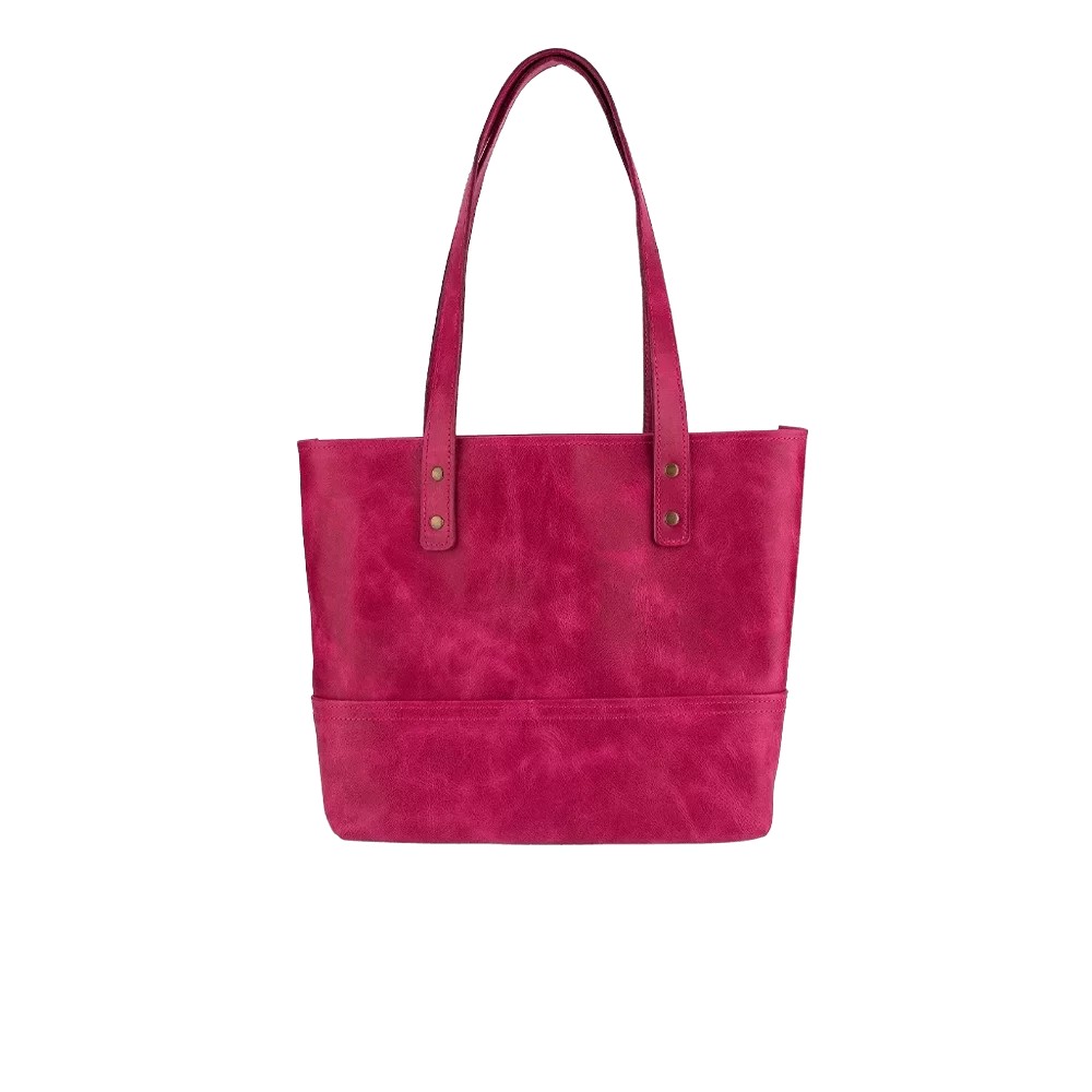 Twingold Kişiye Özel %100 Deri Rainbow Fuşya Tote Bag