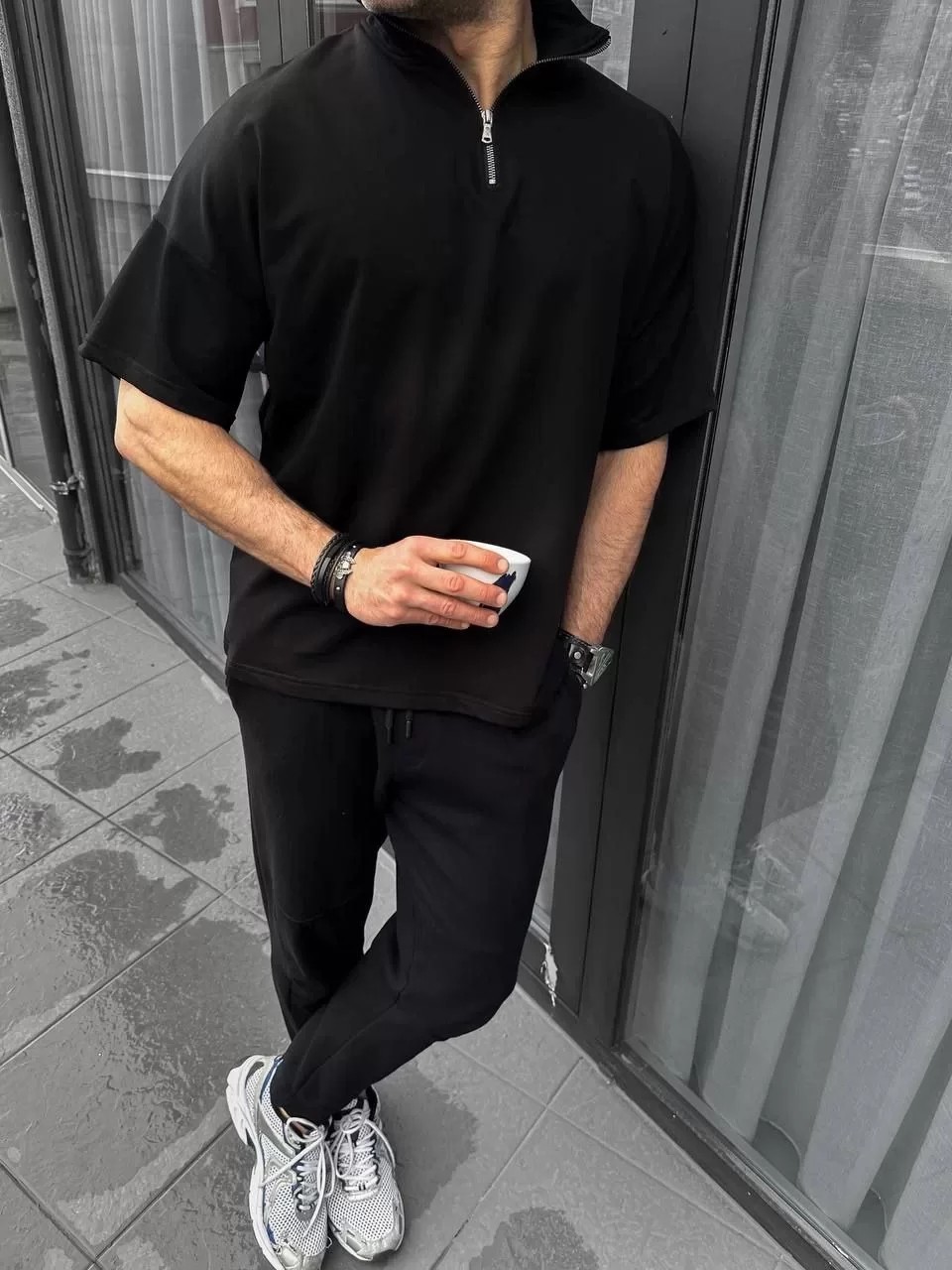 Unisex Yarım Fermuarlı Basic Tişört