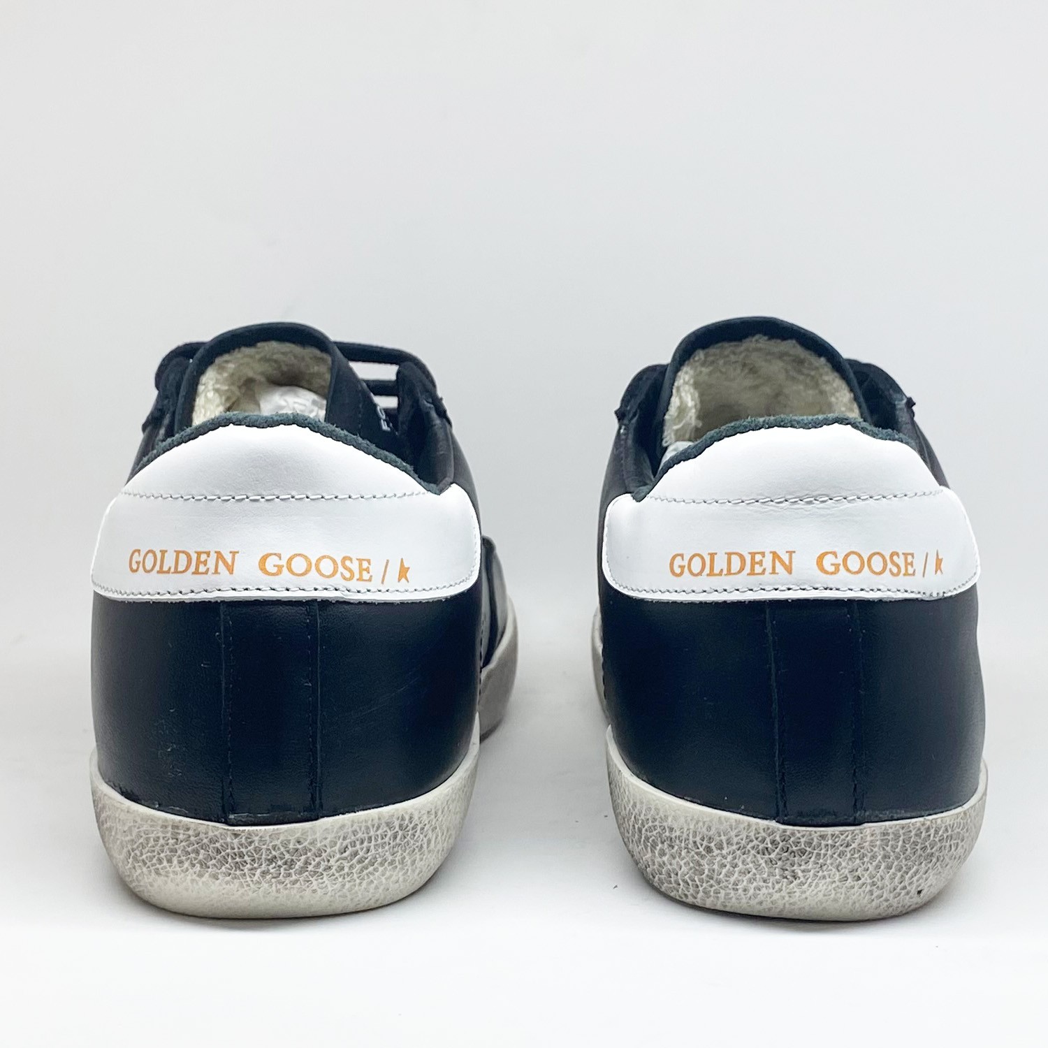 Siyah Deri Beyaz Yıldız Detaylı Erkek Sneaker
