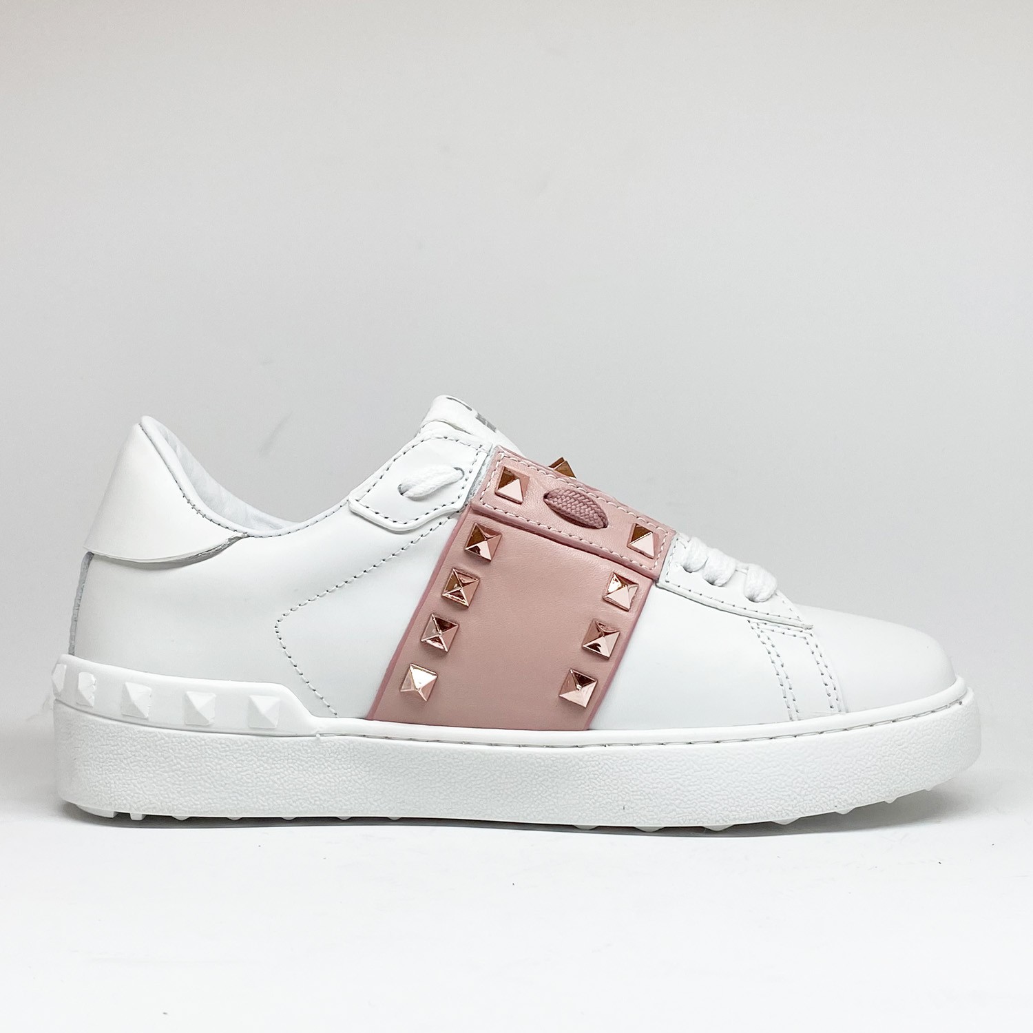 Pembe Şeritli Troklu Beyaz Sneaker