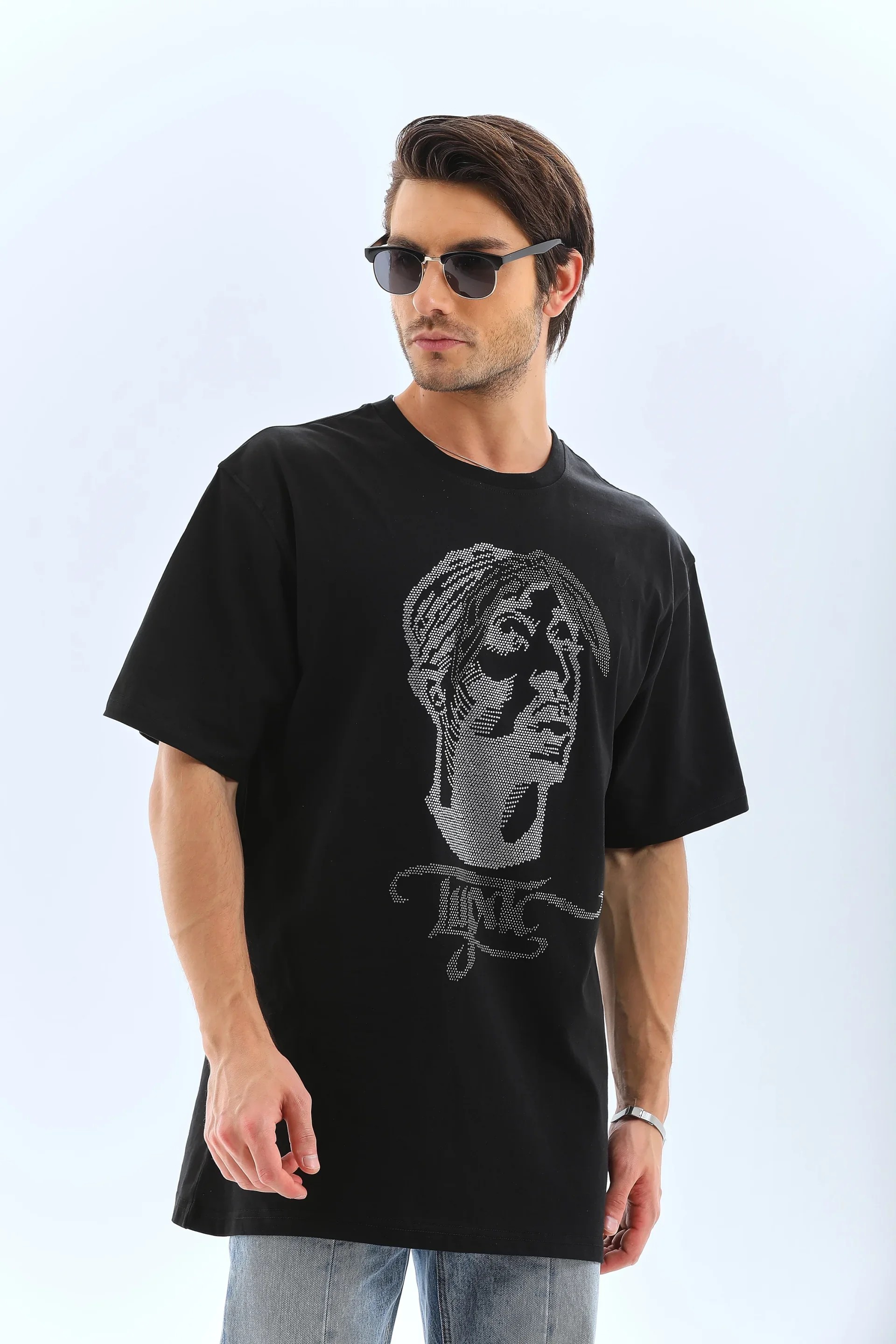 Unisex Oversize Tişörtaşlı Bisiklet Yaka Tişört