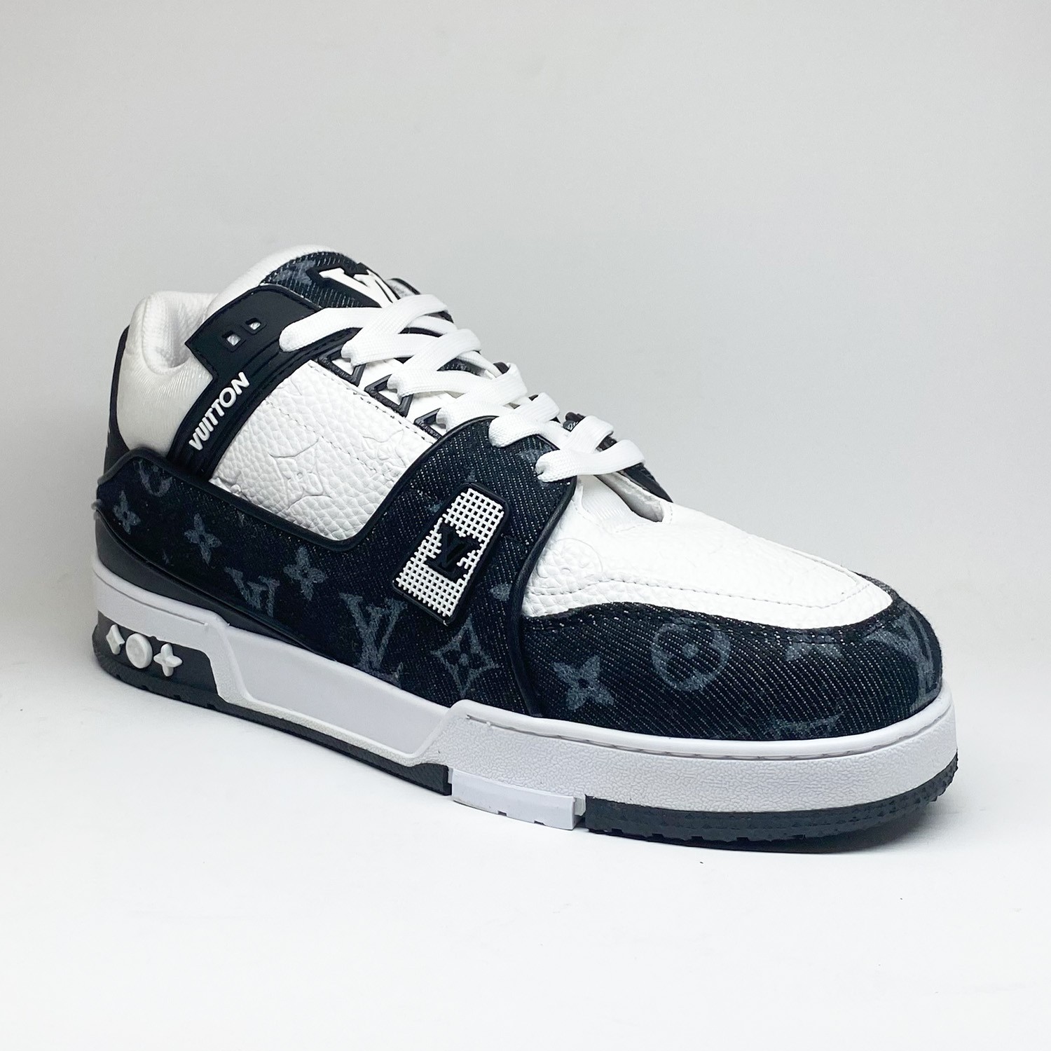 Siyah Deri Kombin Erkek Sneaker