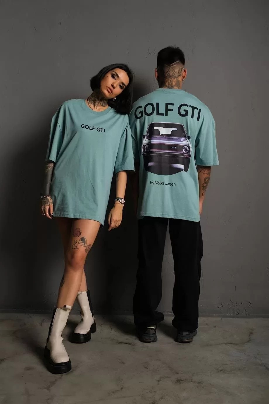 Erkek Sırt Golf Gtı Baskılı Oversize Tişört