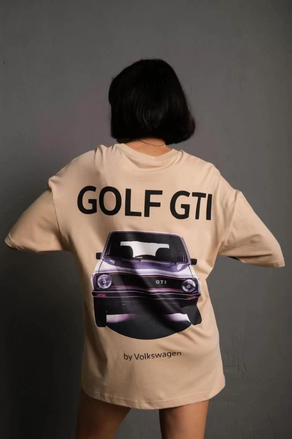 Kadın Sırt Golf Gtı Baskılı Oversize Tişört