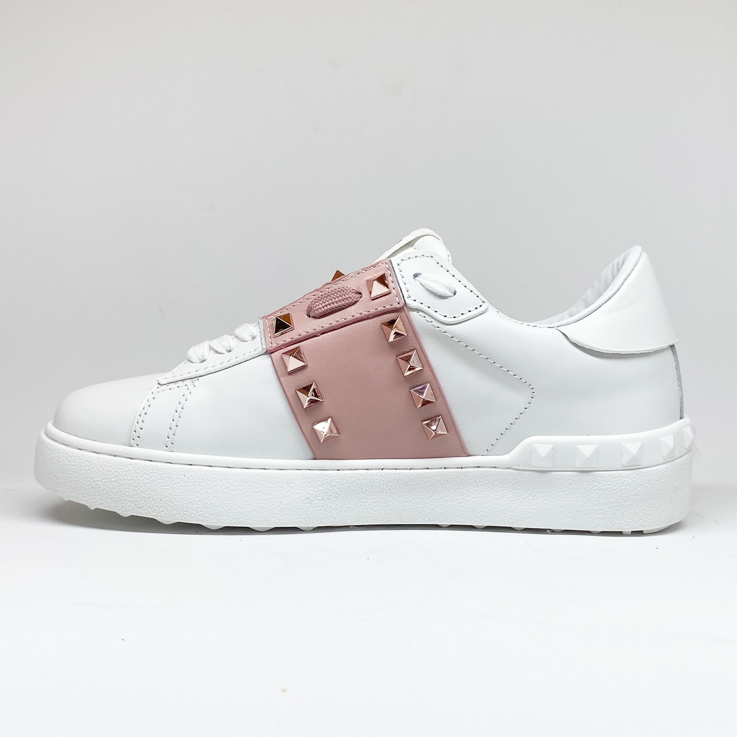 Pembe Şeritli Troklu Beyaz Sneaker