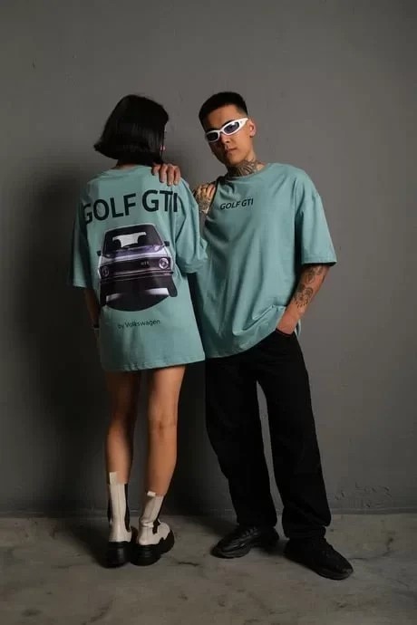 Erkek Sırt Golf Gtı Baskılı Oversize Tişört