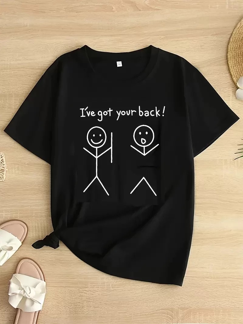 Kadın Beyaz "I've Got Your Back" Grafik Tişört