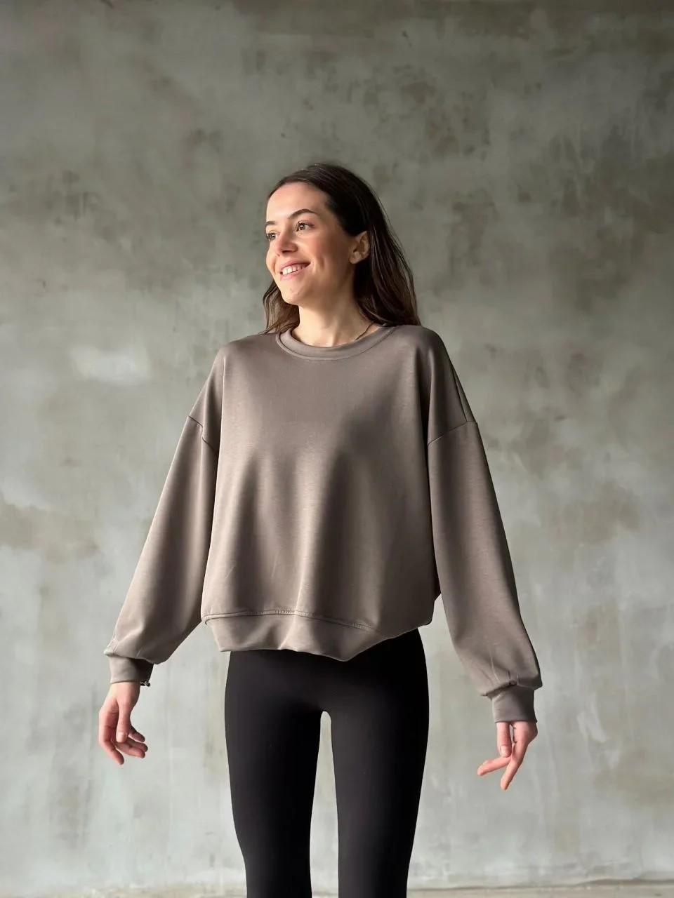 Osy Modal Yumuşak dokulu Kumaş Bisiklet Yaka Oversize Sweatshirt