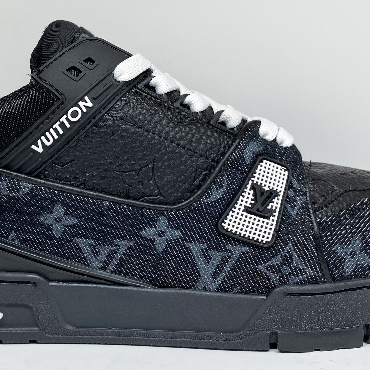 Siyah Deri Kombin Erkek Sneaker