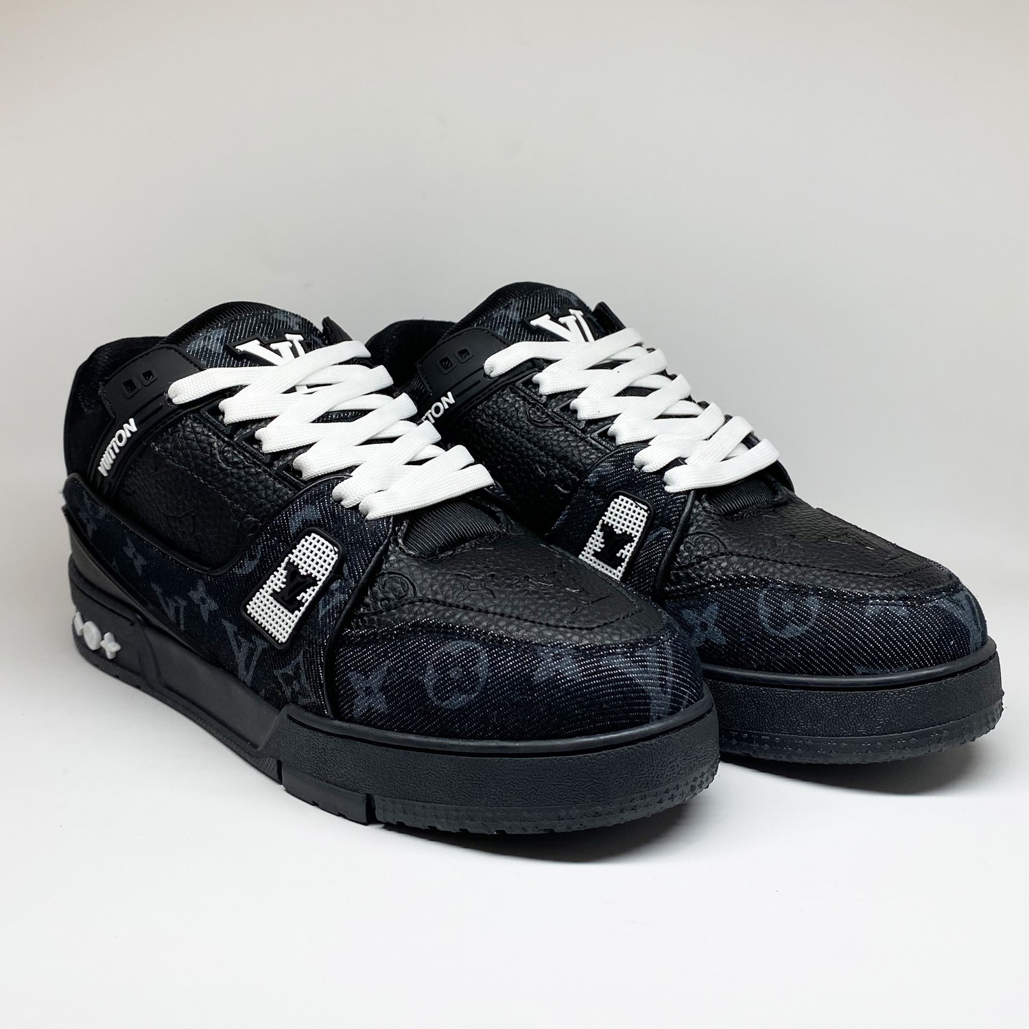 Siyah Deri Kombin Erkek Sneaker