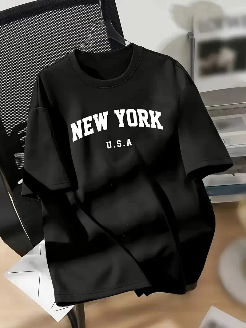 Baskılı Oversize Bisiklet Yaka Tişört