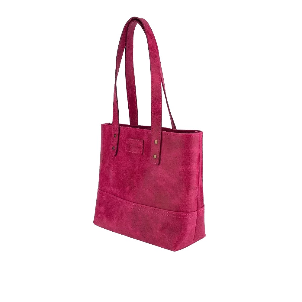 Twingold Kişiye Özel %100 Deri Rainbow Fuşya Tote Bag