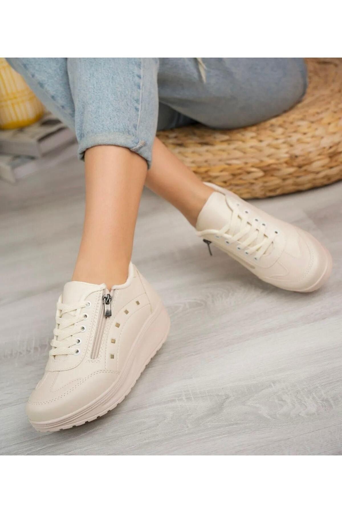 Fermuarlı Günlük Kadın Spor Ayakkabı Rahat Hafif Sneaker