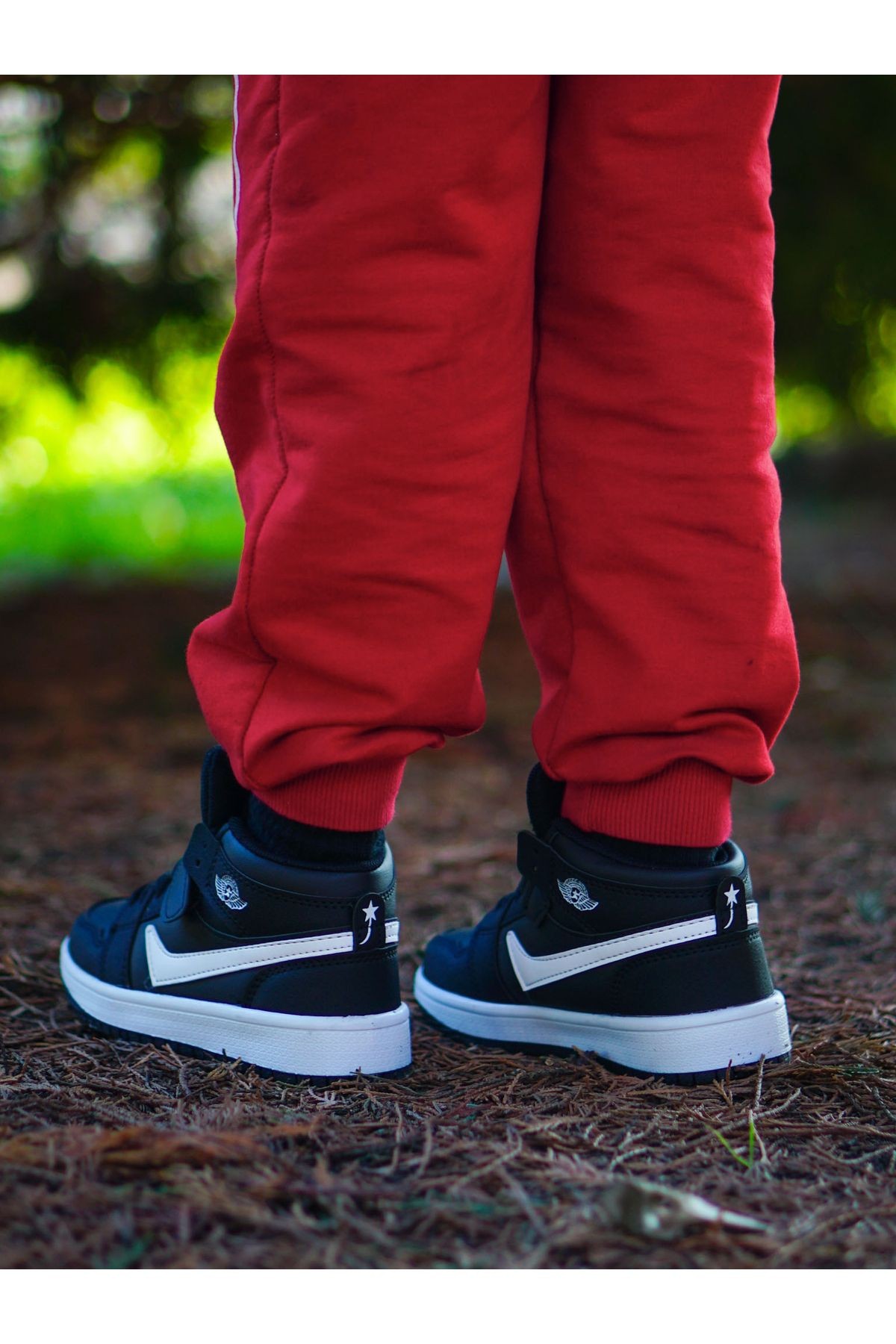 Siyah Siyah Bağcıklı Ve Cırtlı Günlük Unisex Çocuk Sneaker Rahat Spor Ayakkabı