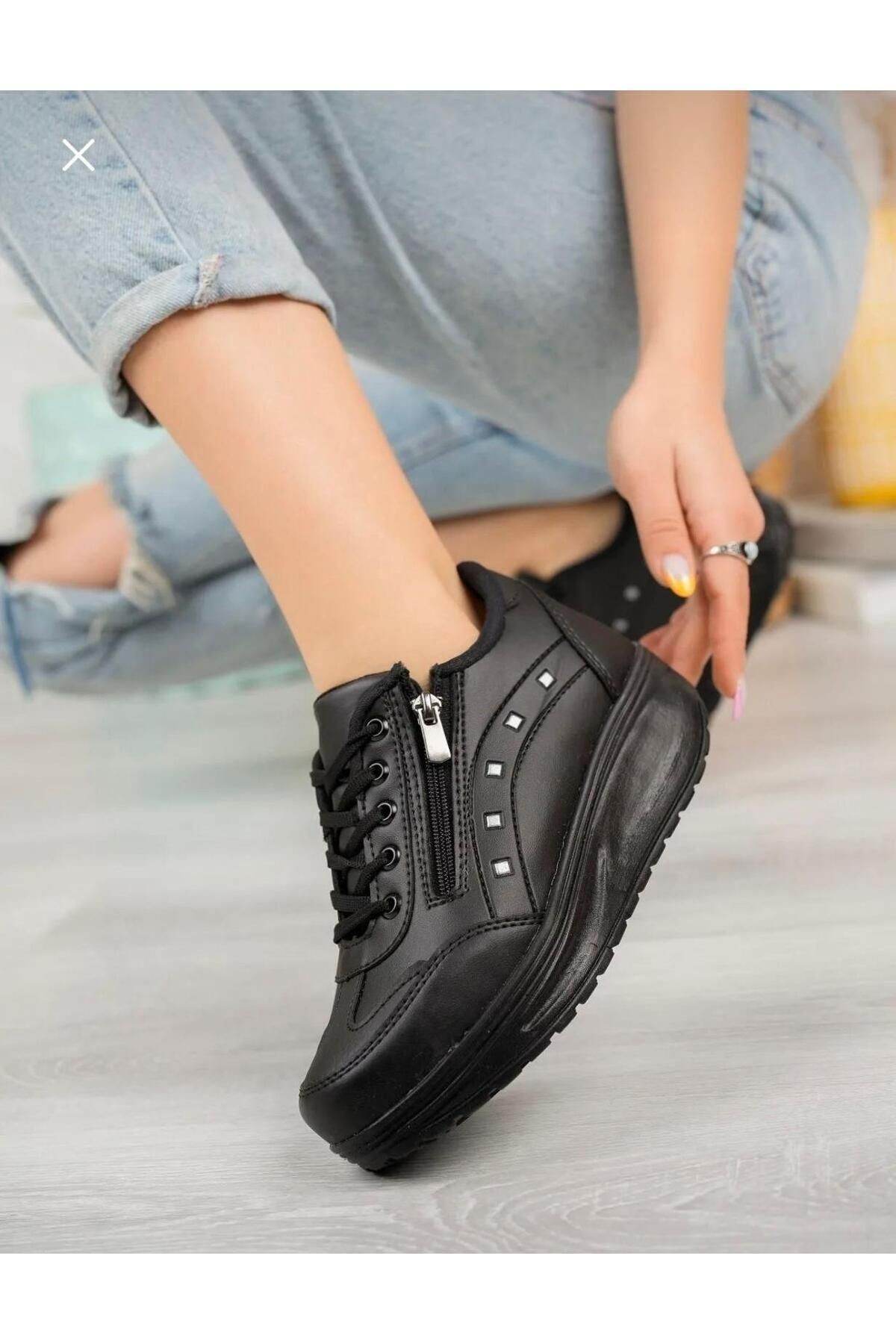 Fermuarlı Günlük Kadın Spor Ayakkabı Rahat Hafif Sneaker