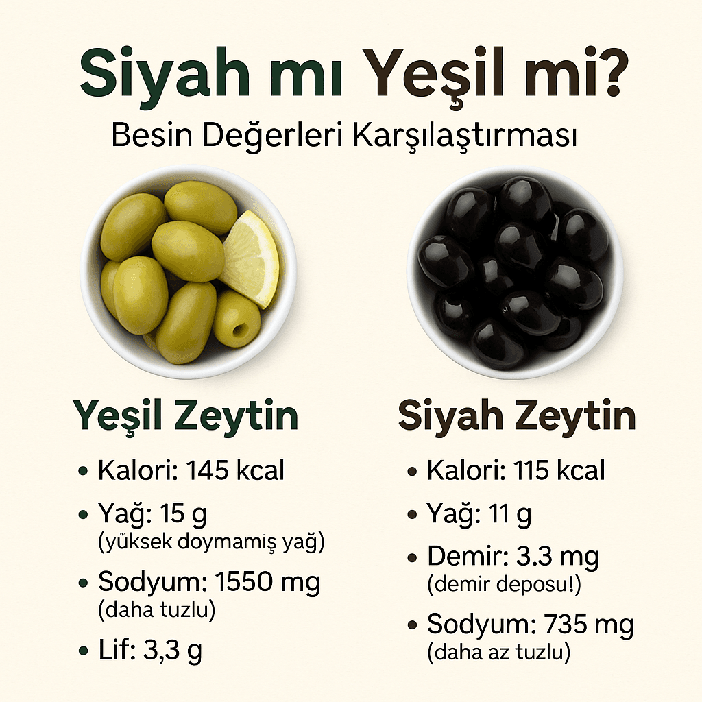 Siyah mı Yeşil mi? Zeytinlerin Besin Değerleri Karşılaştırması