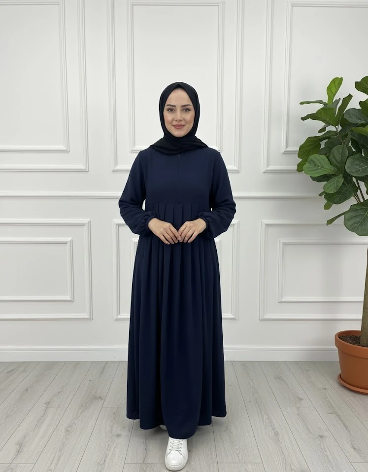 AEROBİN PİLELİ ELBİSE - LACİVERT