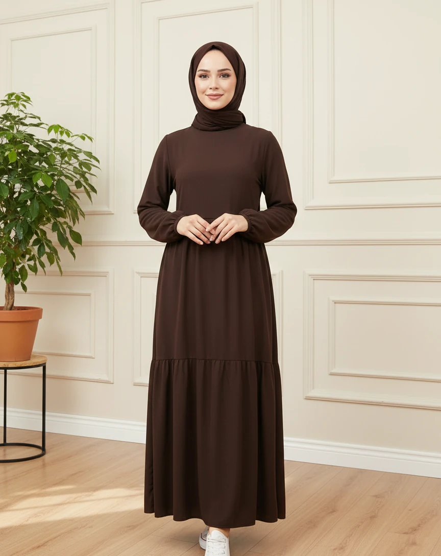 ÇİĞDEM ELBİSE - ACIKAHVE