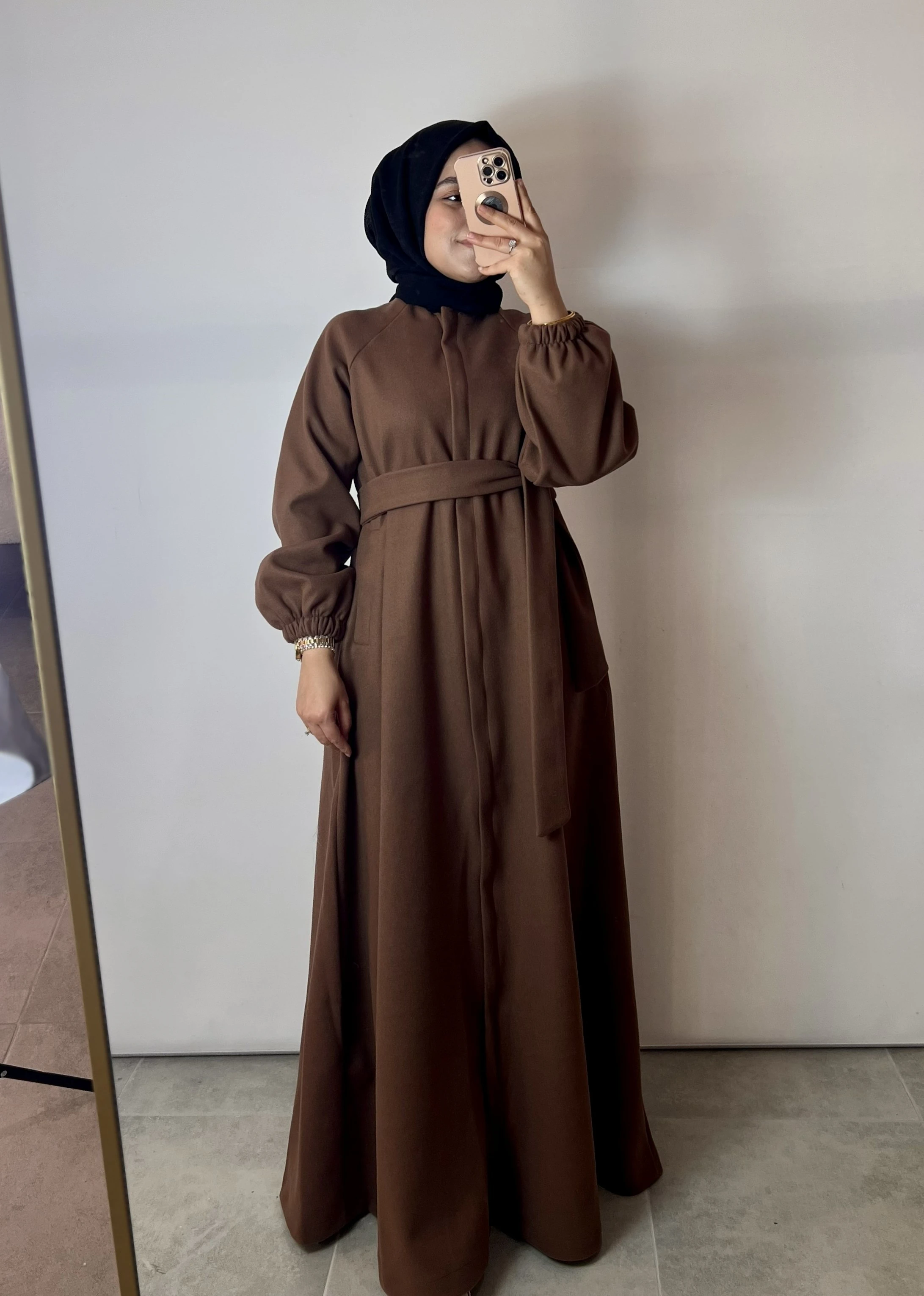 KIŞLIK KAŞE KABAN - KAHVERENGİ