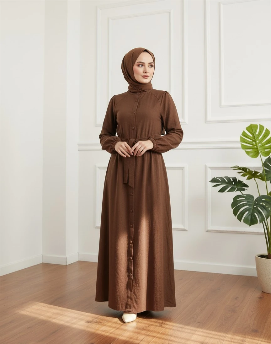 MÜSLİN FERACE - KAHVERENGİ