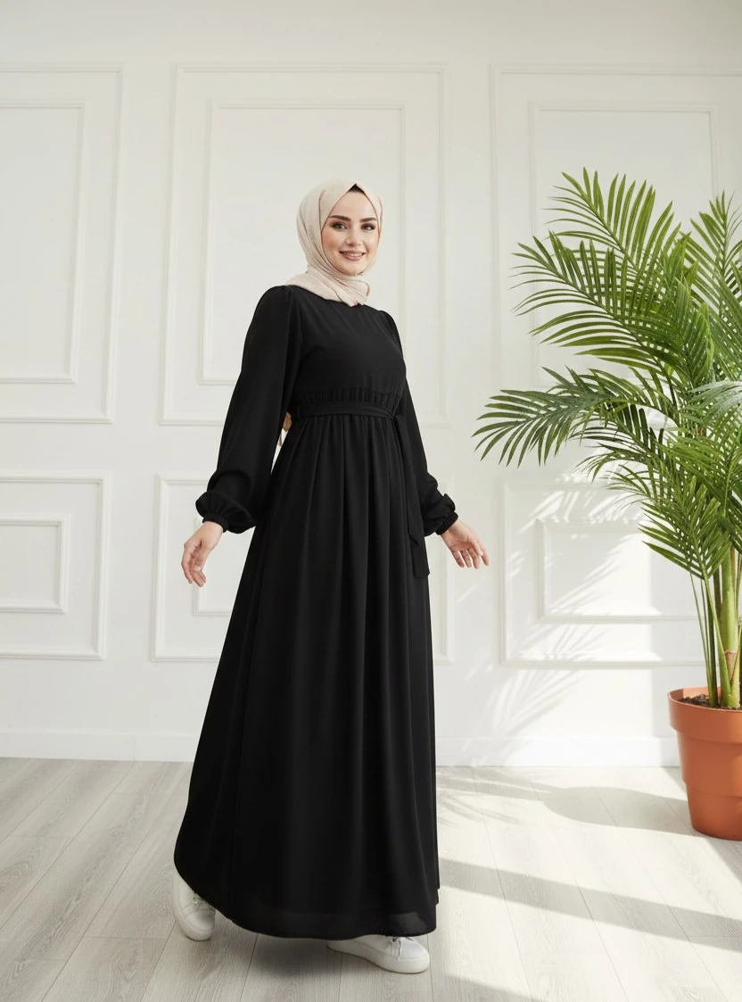 NİSANUR ELBİSE - SİYAH