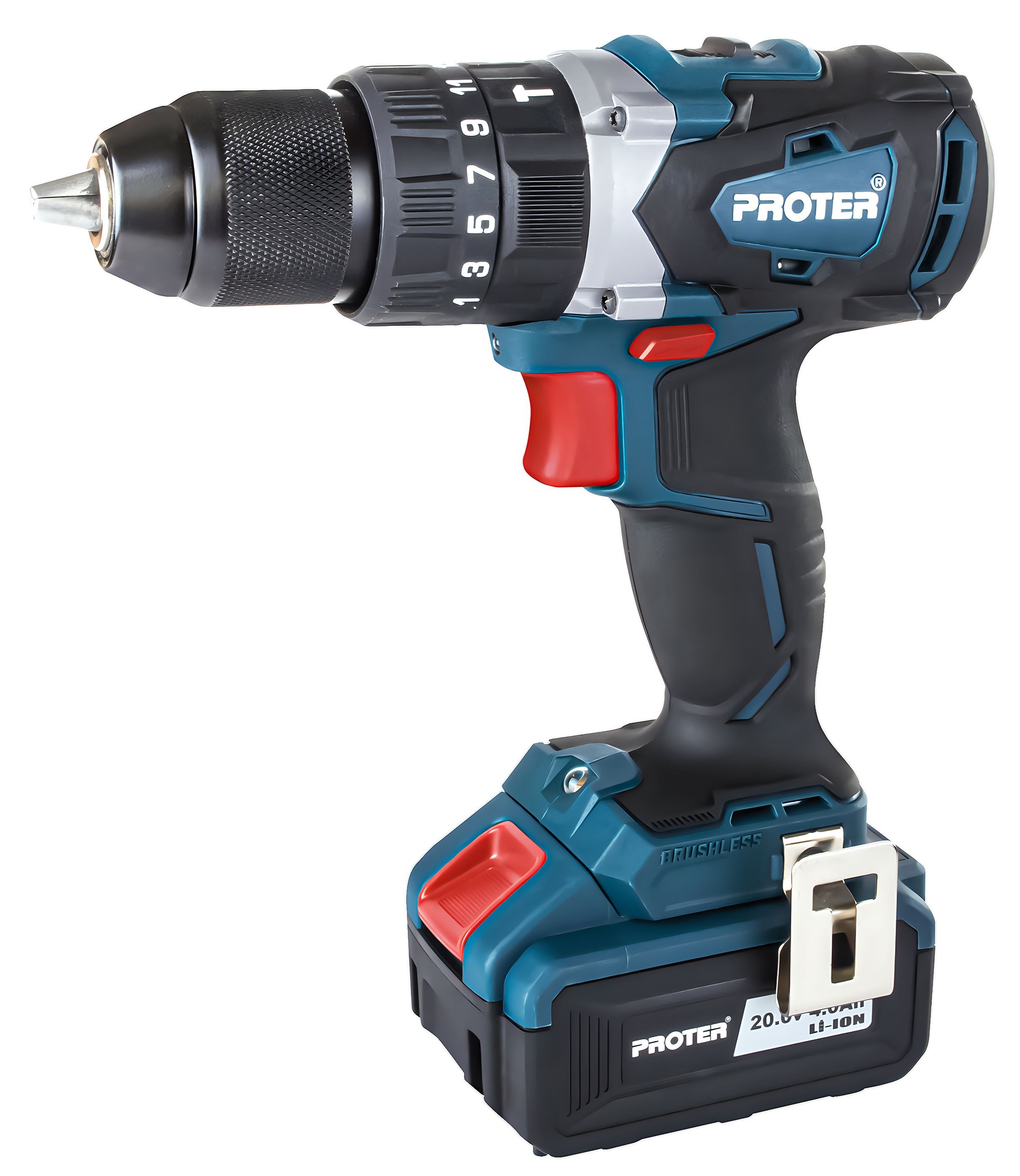 PROTER PST 740 BL 20V 4.0 AH Li-ion ÇİFT AKÜLÜ KÖMÜRSÜZ DARBELİ MATKAP VİDALAMA