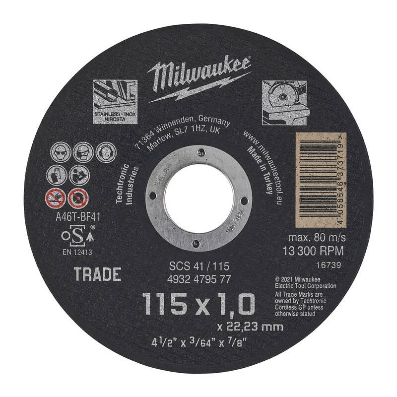 Milwaukee Taş Metal Kesme Taşı Inox SCS 41 115 x 1.0 mm