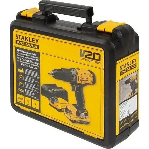 Stanley SCD718D2K 18V 2.0AH V20 Li-Ion, Çift Akülü, Kömürlü, Darbeli Matkap