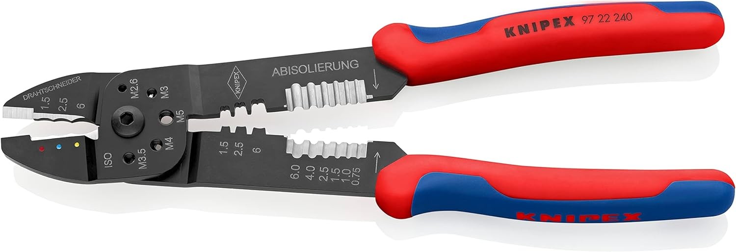 Knipex sıkma pensesi siyah boyalı, çok bileşenli saplı 240 mm 97 22 240