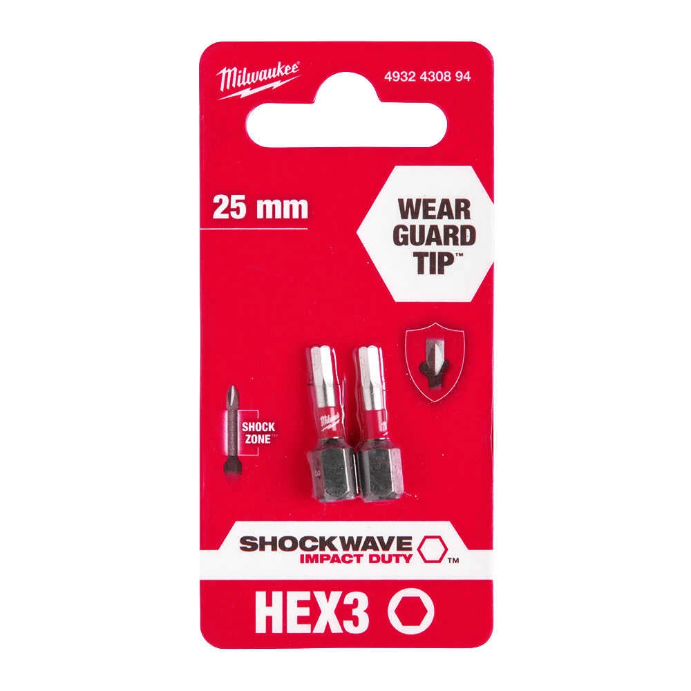HEX3 mm 25 mm Shockwave İmpact Bits Uç - 2'li