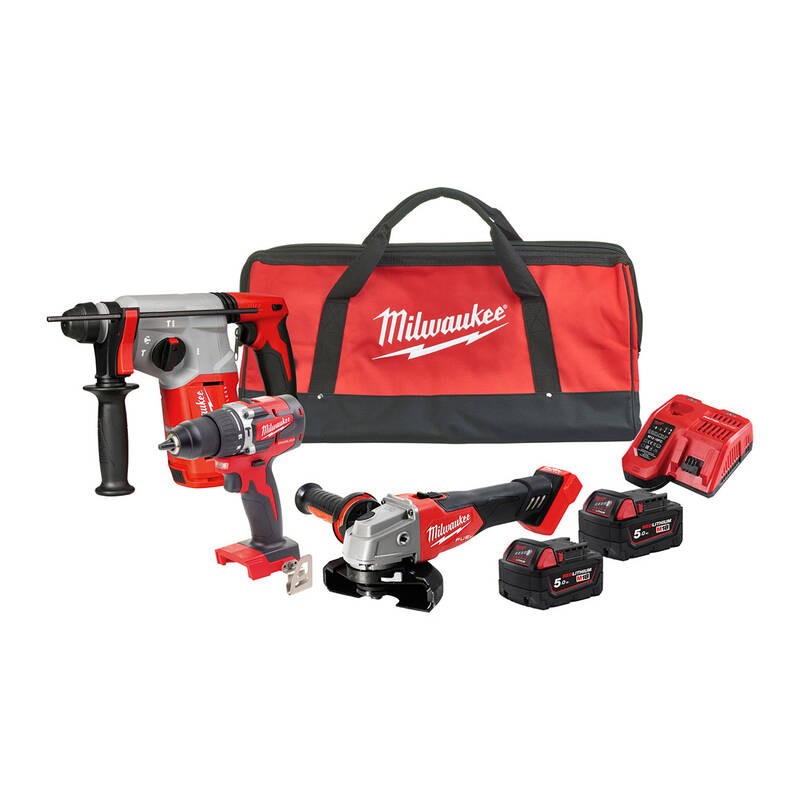 Milwaukee M18 FPP3Q-502BEU Akülü Set (M18BLH-CBLPD-FSAG125X)