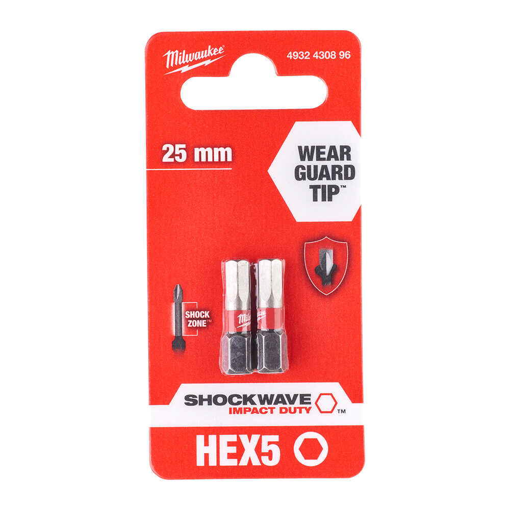 HEX5 mm 25 mm Shockwave İmpact Bits Uç - 2'li