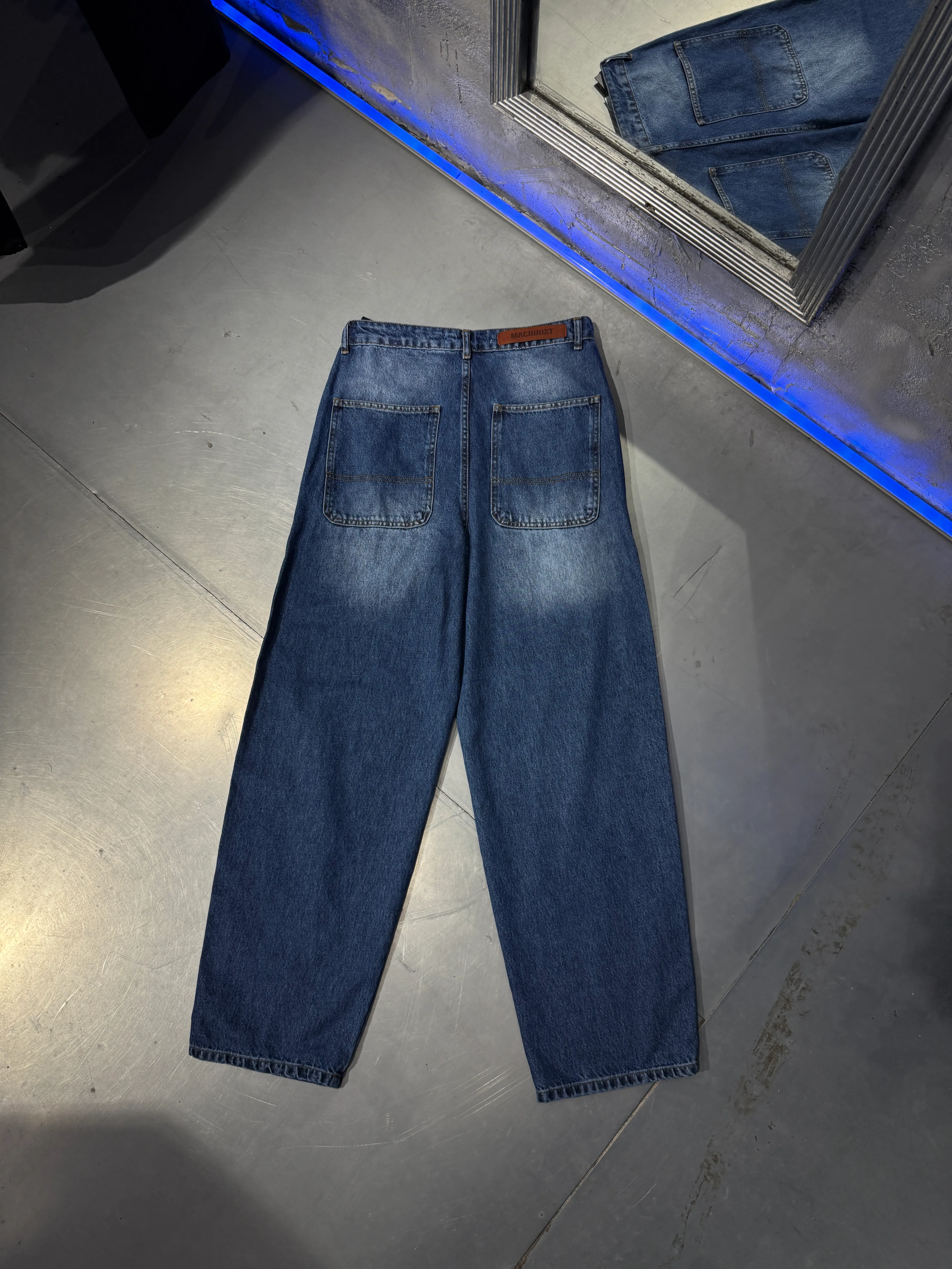 Basic Baloon Fit Jeans Effected Blue