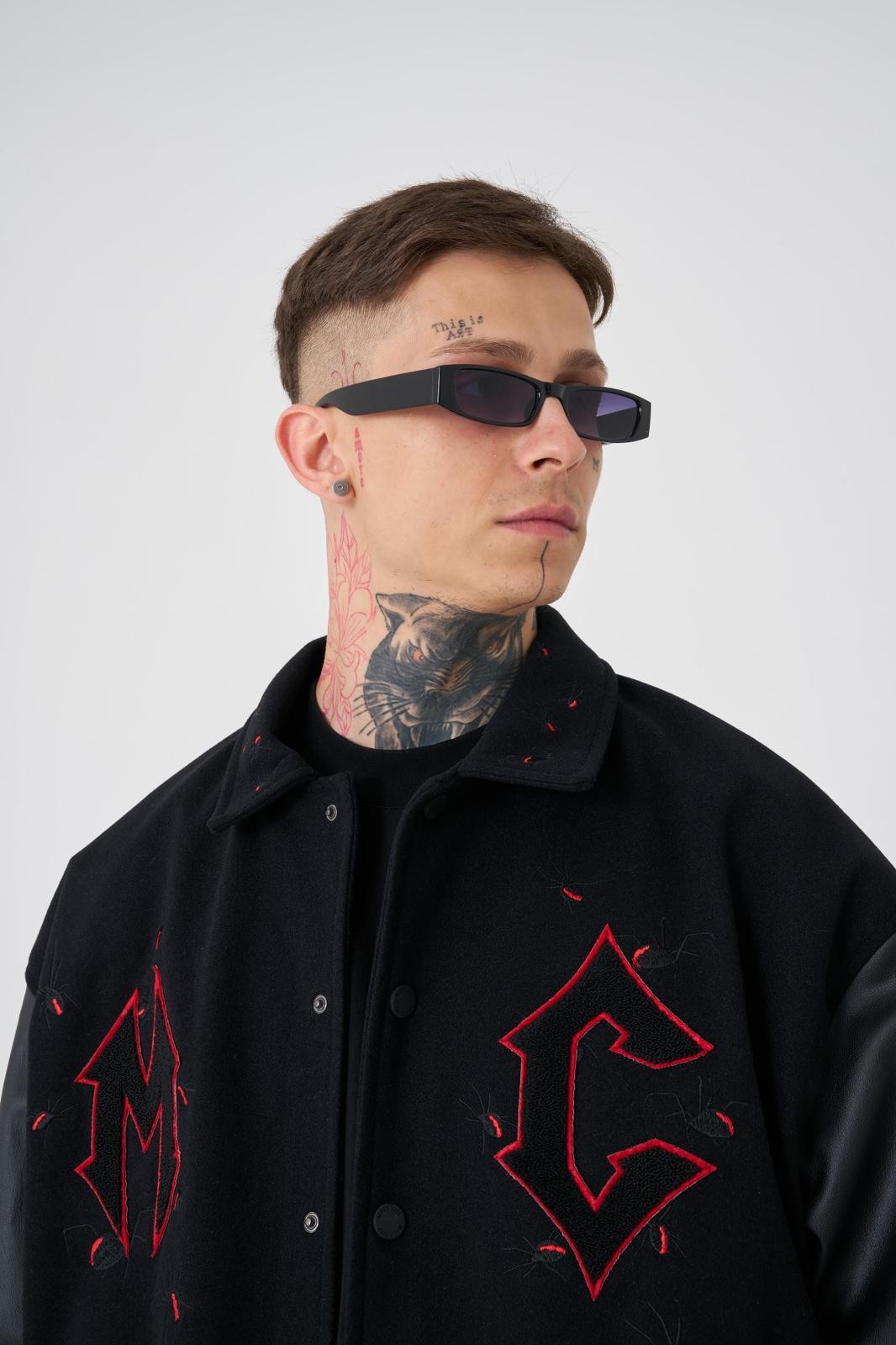 OVERSIZE SPIDER EMBROIDERY BOMBER JACKET