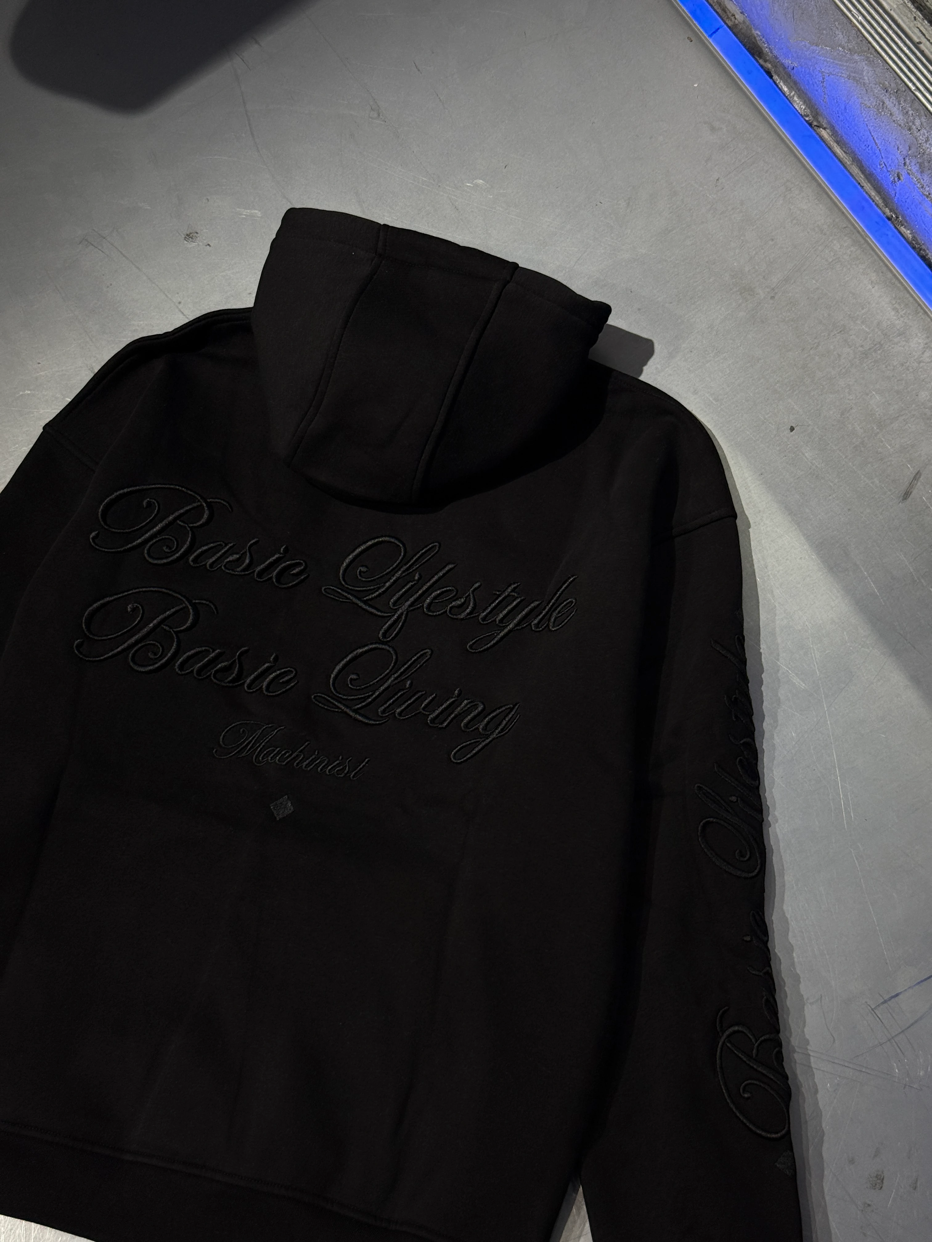 Handwriting Embroidered Hoodie Şardonlu