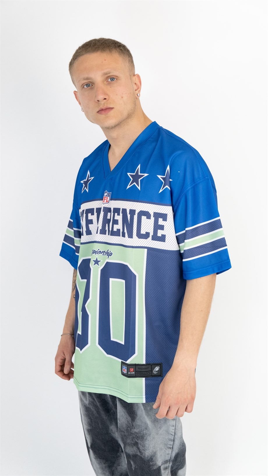 Oversize Old School Conference 30 Jersey - MAVİ