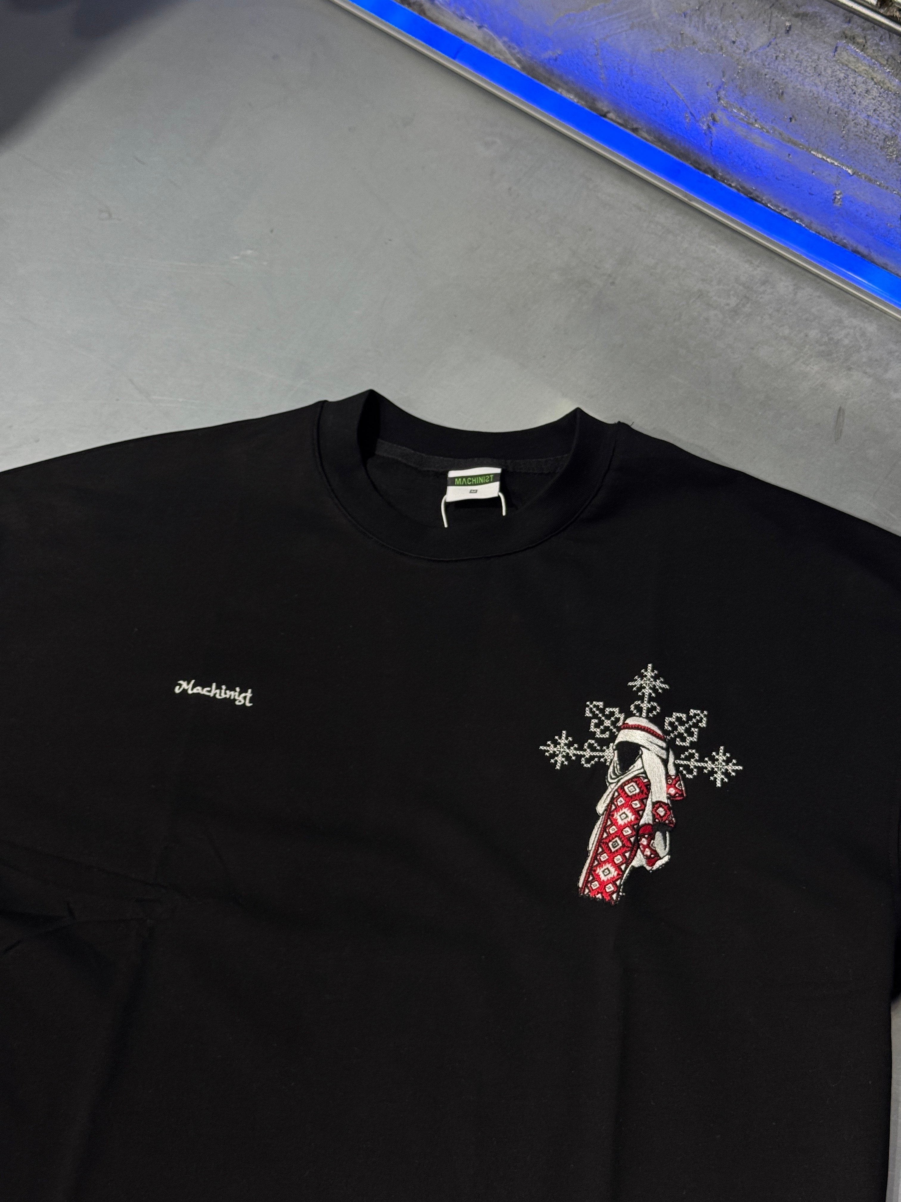Ethnic Figure Embroidered Oversize T-Shirt