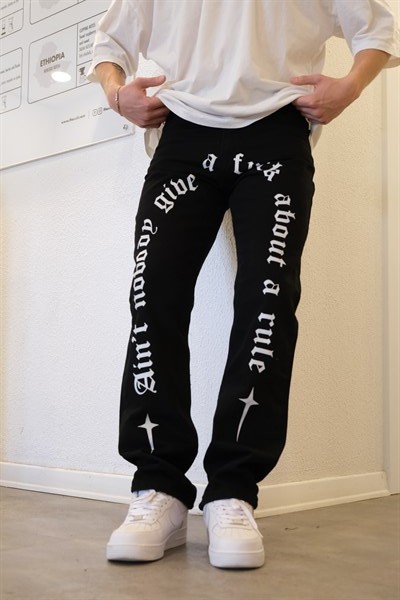 Street Printed Pants Lose Fit - Acid Siyah