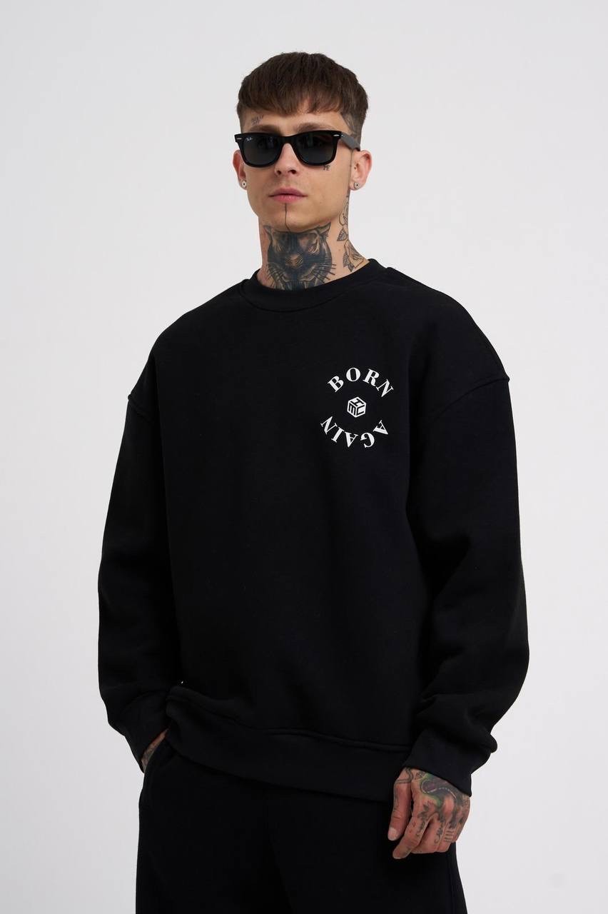 l'Am Not Basic Printed Şardonlu Sweatshirt - Siyah