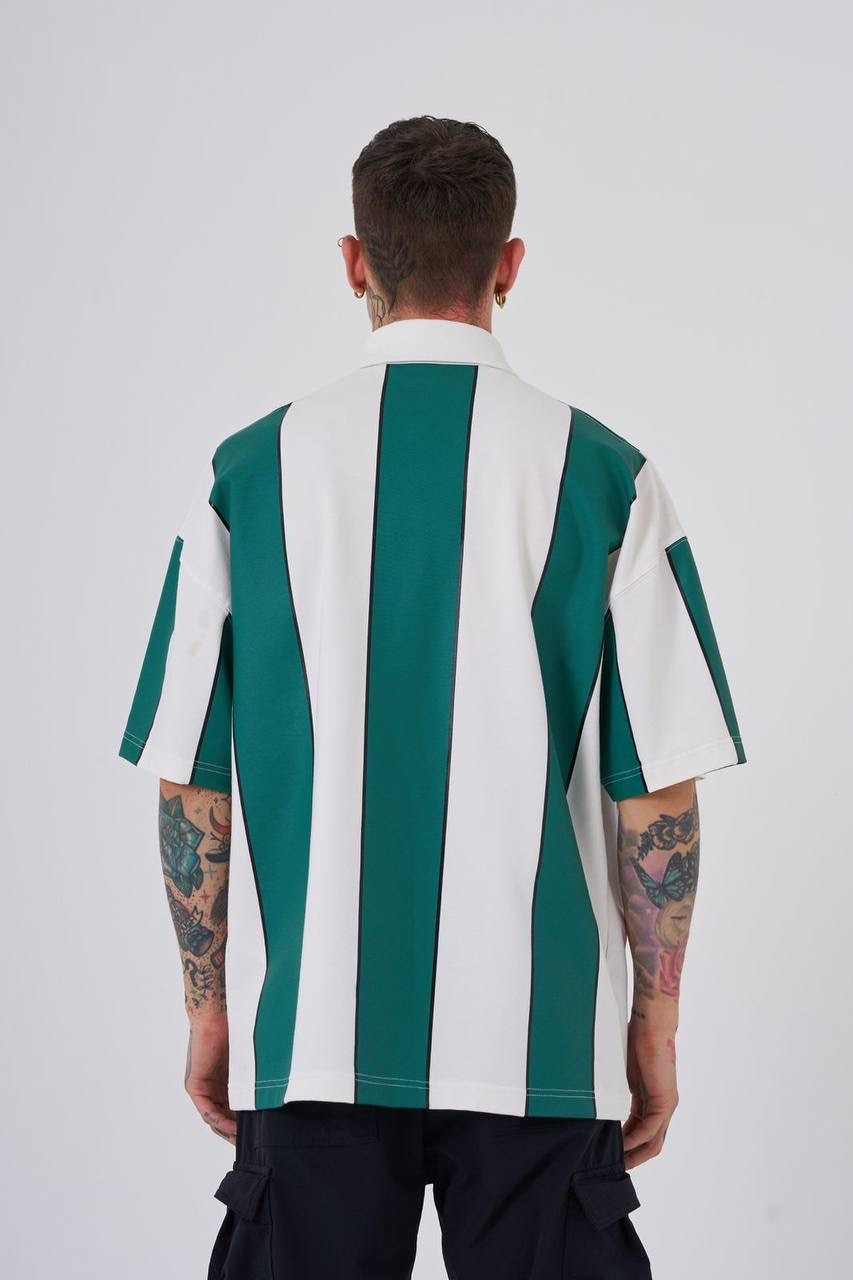 Thick Stripes Oversize Polo T-Shirt