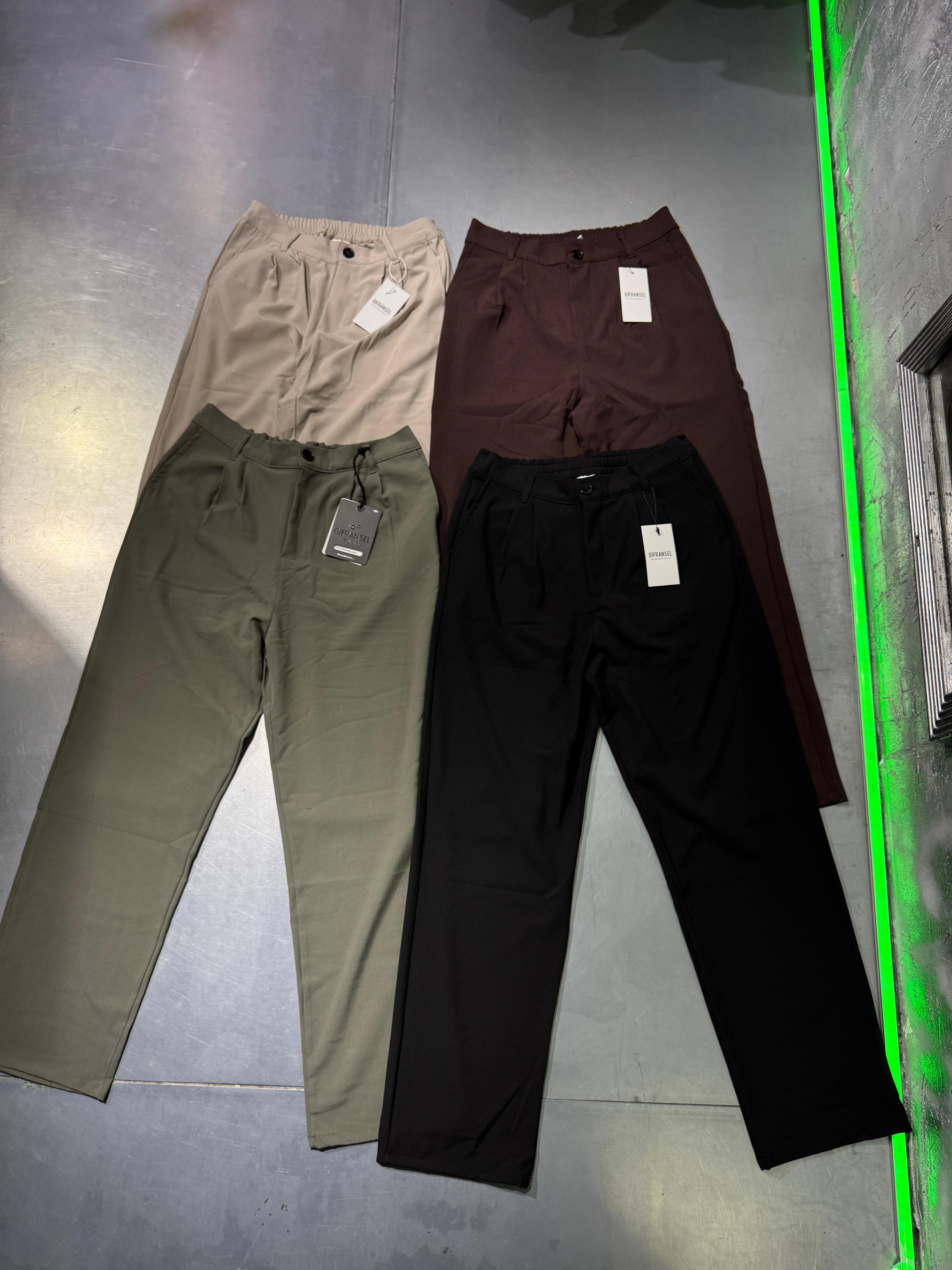 Basic Loose Fit Kumaş Pantolon - Kahverengi