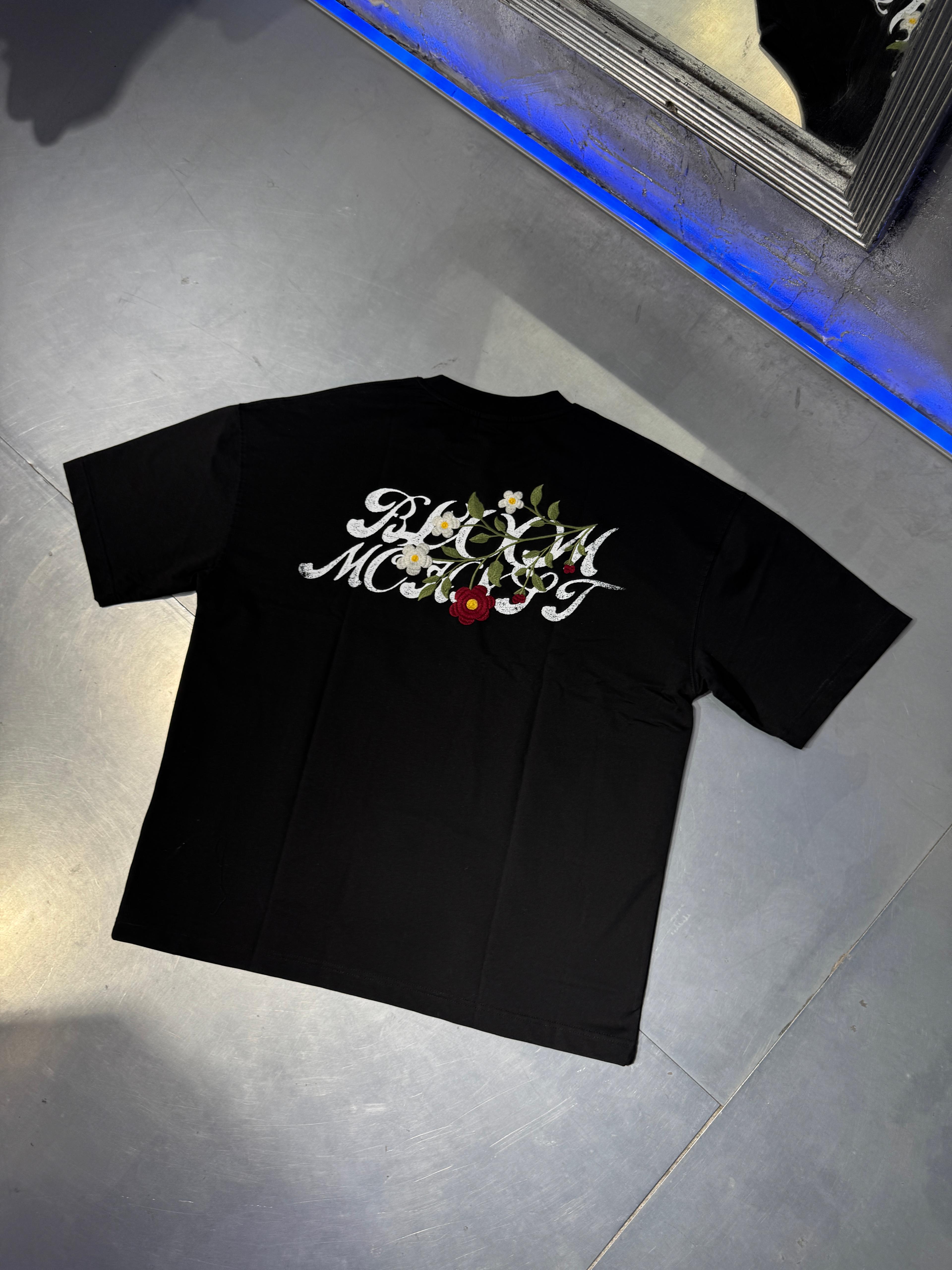 Printed And Floral Embroidered Oversize T-Shirt