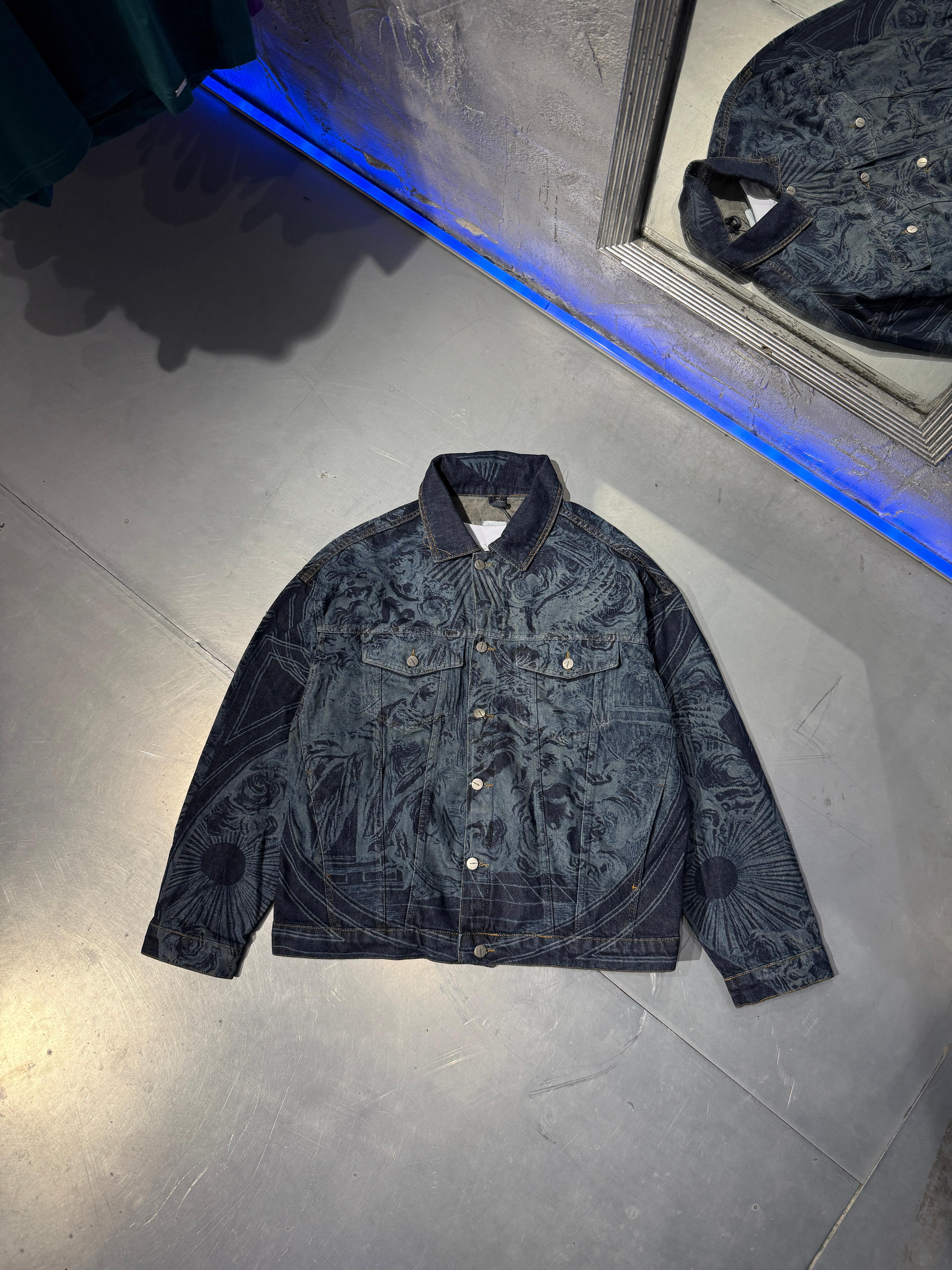 Baroque Patterned Oversiz Denim Jacket